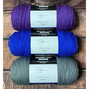 Mainstays 100% Acrylic Yarn #4 Medium 7 oz/397 yards Mixed Lot of 3 Multicolor